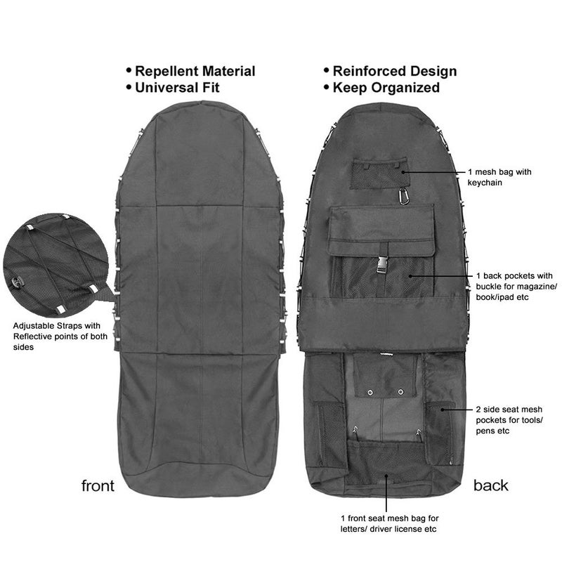 TIROL Front Car Seat Covers Waterproof Bucket Seat Cover Universal Heavy Duty High Back Seat Covers for Semi Truck  Cars  Trucks  for Jeep  Van  SUV  Pickup 1 Pack - Image 4